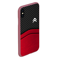 Чехол iPhone XS Max матовый Citroen: Red Carbon, цвет: 3D-малиновый — фото 2