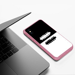 Чехол iPhone XS Max матовый Molly: Black & White, цвет: 3D-малиновый — фото 2