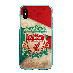 Чехол iPhone XS Max матовый FC Liverpool: Old Style, цвет: 3D-мятный