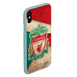 Чехол iPhone XS Max матовый FC Liverpool: Old Style, цвет: 3D-мятный — фото 2