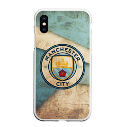 Чехол iPhone XS Max матовый FC Man City: Old Style, цвет: 3D-белый