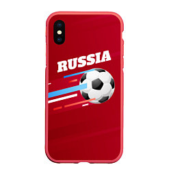 Чехол iPhone XS Max матовый Russia Football, цвет: 3D-красный