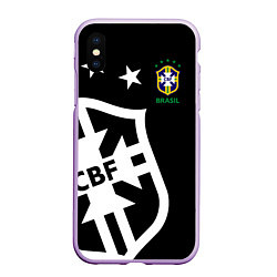 Чехол iPhone XS Max матовый Brazil Team: Exclusive, цвет: 3D-сиреневый