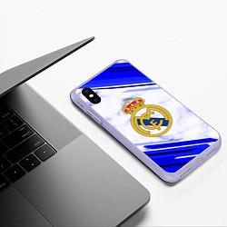 Чехол iPhone XS Max матовый Real Madrid, цвет: 3D-светло-сиреневый — фото 2