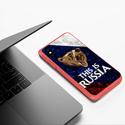 Чехол iPhone XS Max матовый Russia: Roaring Bear, цвет: 3D-красный — фото 2