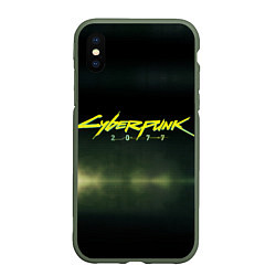 Чехол iPhone XS Max матовый Cyberpunk 2077, цвет: 3D-темно-зеленый