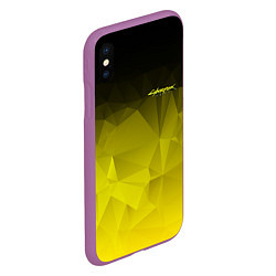 Чехол iPhone XS Max матовый Cyberpunk 2077: Yellow Poly, цвет: 3D-фиолетовый — фото 2