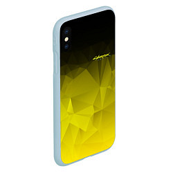 Чехол iPhone XS Max матовый Cyberpunk 2077: Yellow Poly, цвет: 3D-голубой — фото 2