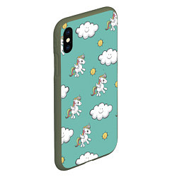 Чехол iPhone XS Max матовый Love of Unicorns, цвет: 3D-темно-зеленый — фото 2