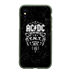 Чехол iPhone XS Max матовый AC/DC: Run For Your Life, цвет: 3D-темно-зеленый