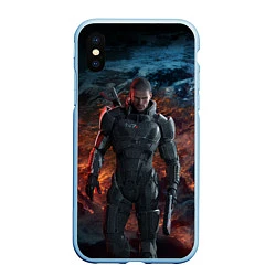 Чехол iPhone XS Max матовый Mass Effect: Soldier, цвет: 3D-голубой