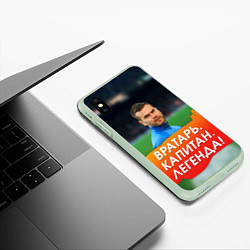 Чехол iPhone XS Max матовый Акинфеев легенда, цвет: 3D-салатовый — фото 2