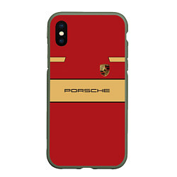 Чехол iPhone XS Max матовый Porsche Design, цвет: 3D-темно-зеленый