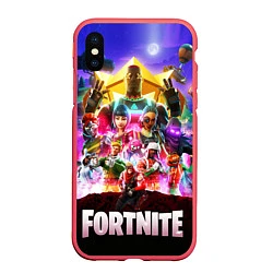 Чехол iPhone XS Max матовый Fortnite: Battle Royale, цвет: 3D-красный