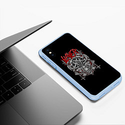 Чехол iPhone XS Max матовый Slayer: Hell Goat, цвет: 3D-голубой — фото 2