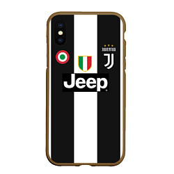 Чехол iPhone XS Max матовый FC Juventus 18-19, цвет: 3D-коричневый