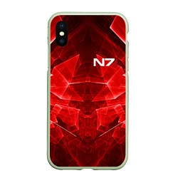 Чехол iPhone XS Max матовый Mass Effect: Red Armor N7, цвет: 3D-салатовый