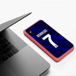 Чехол iPhone XS Max матовый Ronaldo 7: Blue Sport, цвет: 3D-красный — фото 2