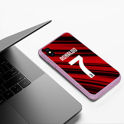 Чехол iPhone XS Max матовый Ronaldo 7: Red Sport, цвет: 3D-сиреневый — фото 2