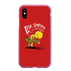 Чехол iPhone XS Max матовый Lisa Simpson, цвет: 3D-малиновый