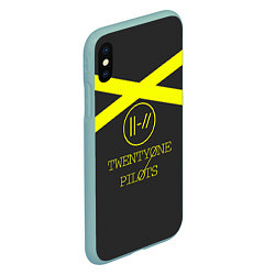 Чехол iPhone XS Max матовый Twenty One Pilots: Yellow Lines, цвет: 3D-мятный — фото 2