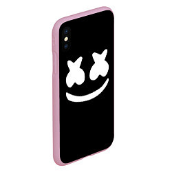 Чехол iPhone XS Max матовый Marshmello: Black Face, цвет: 3D-розовый — фото 2