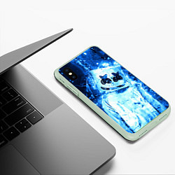 Чехол iPhone XS Max матовый Marshmello: Blue Liquid, цвет: 3D-салатовый — фото 2