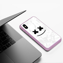 Чехол iPhone XS Max матовый Marshmello: White Face, цвет: 3D-сиреневый — фото 2