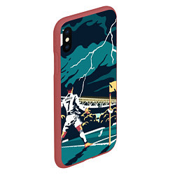 Чехол iPhone XS Max матовый Ronaldo lightning, цвет: 3D-красный — фото 2