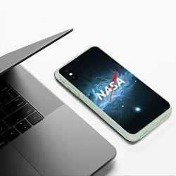 Чехол iPhone XS Max матовый NASA: Space Light, цвет: 3D-салатовый — фото 2