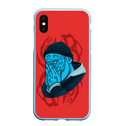 Чехол iPhone XS Max матовый Jeembo Grime, цвет: 3D-голубой