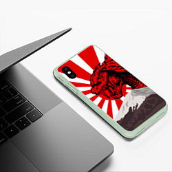 Чехол iPhone XS Max матовый Japanese Godzilla, цвет: 3D-салатовый — фото 2