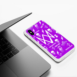 Чехол iPhone XS Max матовый Watch Dogs 2: Violet Pattern, цвет: 3D-белый — фото 2