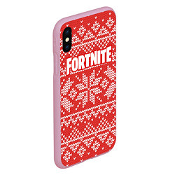 Чехол iPhone XS Max матовый Fortnite New Year, цвет: 3D-розовый — фото 2