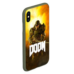 Чехол iPhone XS Max матовый DOOM: Soldier, цвет: 3D-темно-зеленый — фото 2