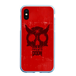 Чехол iPhone XS Max матовый DOOM: Devil Skull, цвет: 3D-голубой