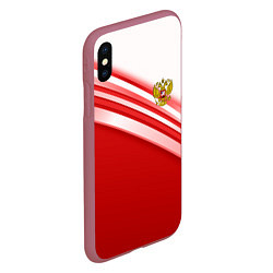 Чехол iPhone XS Max матовый Россия: красная волна, цвет: 3D-малиновый — фото 2