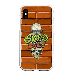 Чехол iPhone XS Max матовый Skate or Die: Skull Style