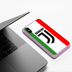 Чехол iPhone XS Max матовый Ronaldo Juve Italy, цвет: 3D-сиреневый — фото 2