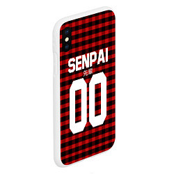 Чехол iPhone XS Max матовый Senpai 00: Red Grid, цвет: 3D-белый — фото 2