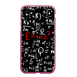 Чехол iPhone XS Max матовый E=mc2: Black Style, цвет: 3D-малиновый