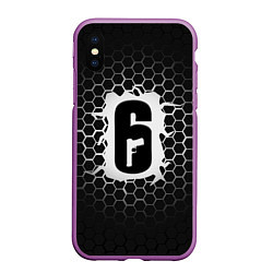 Чехол iPhone XS Max матовый R6S: Carbon Symbon, цвет: 3D-фиолетовый
