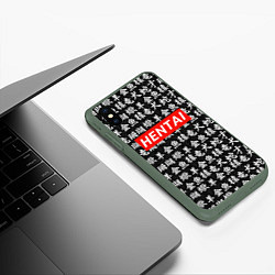 Чехол iPhone XS Max матовый Hentai Hieroglyphs, цвет: 3D-темно-зеленый — фото 2