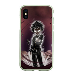 Чехол iPhone XS Max матовый Mob Psycho 100, цвет: 3D-салатовый