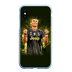 Чехол iPhone XS Max матовый Ronaldo: Juve Sport, цвет: 3D-голубой