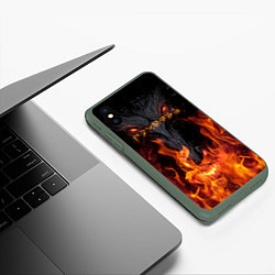 Чехол iPhone XS Max матовый TES: Flame Wolf, цвет: 3D-темно-зеленый — фото 2
