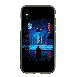 Чехол iPhone XS Max матовый Blade Runner: Dark Night, цвет: 3D-темно-зеленый