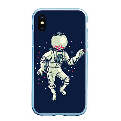 Чехол iPhone XS Max матовый Космонавт и конфеты, цвет: 3D-голубой