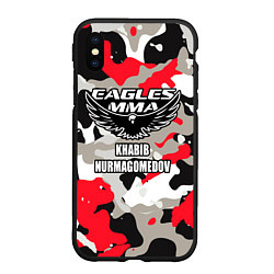 Чехол iPhone XS Max матовый Khabib Nurmagomedov: Red Camo, цвет: 3D-черный