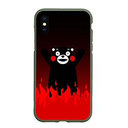 Чехол iPhone XS Max матовый Kumamon: Hell Flame, цвет: 3D-темно-зеленый